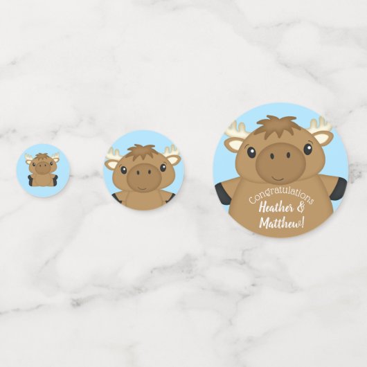 Moose Baby shower Blue Boy Confetti (Achterkanten)