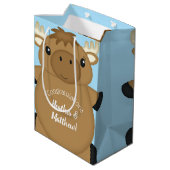 Moose Baby shower Blue Boy Medium Cadeauzakje (Achterkant Gekanteld)