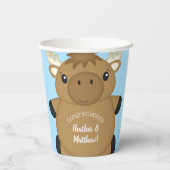 Moose Baby shower Blue Boy Papieren Bekers (Achterkant)