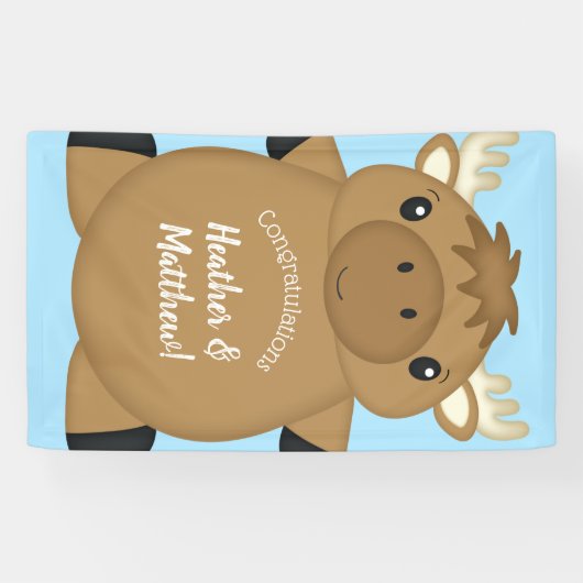 Moose Baby shower Blue Boy Spandoek (Horizontaal)