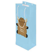 Moose Baby shower Blue Boy Wijn Cadeautas (Achterkant Gekanteld)