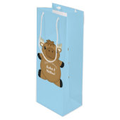 Moose Baby shower Blue Boy Wijn Cadeautas (Voorkant Gekanteld)