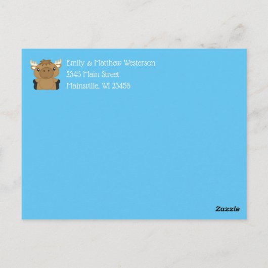 Moose Baby shower Blue Briefkaart (Achterkant)