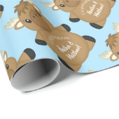 Moose Baby shower Blue Cadeaupapier (Rol Hoek)