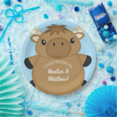 Moose Baby shower Blue Papieren Bordje (Feest)