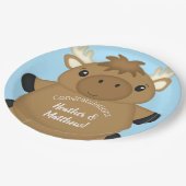 Moose Baby shower Blue Papieren Bordje (Gekanteld)