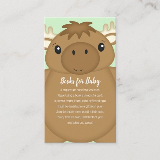 Moose Baby shower Green Informatiekaartje (Voorkant)
