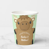 Moose Baby shower Green Papieren Bekers (Achterkant)