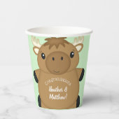 Moose Baby shower Green Papieren Bekers (Voorkant)