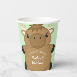 Moose Baby shower Green Papieren Bekers