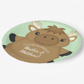 Moose Baby shower Green Papieren Bordje (Gekanteld)