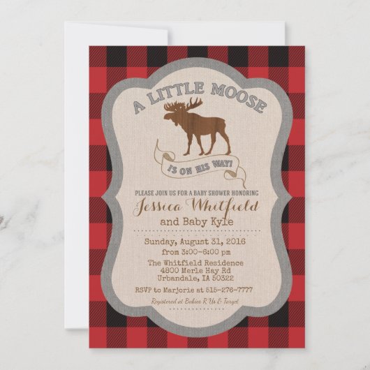 Moose Baby shower Invitation Kaart (Voorkant)