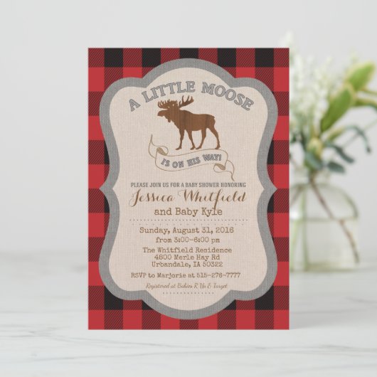 Moose Baby shower Invitation Kaart (Staand voorkant)