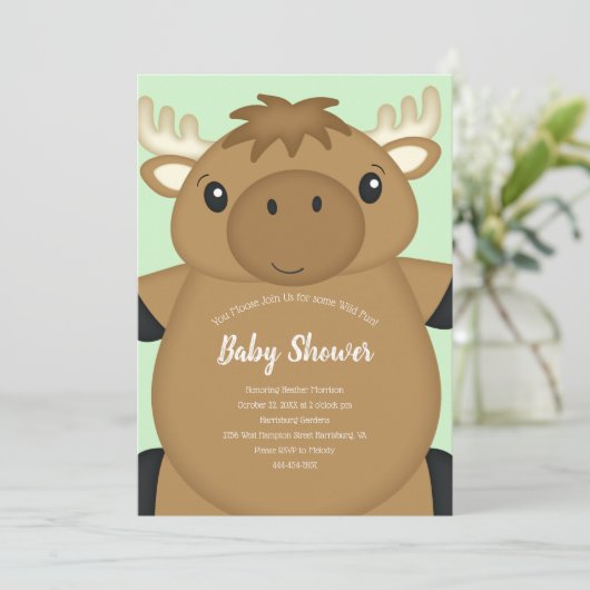 Moose Baby shower Kaart (Staand voorkant)