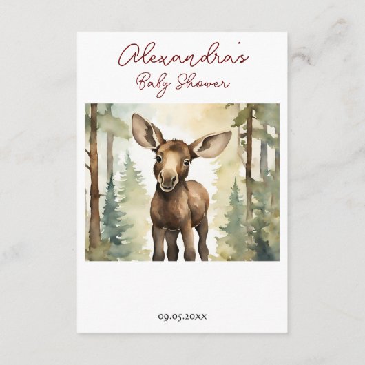 Moose Baby shower Luier Raffle Informatiekaartje (Achterkant)