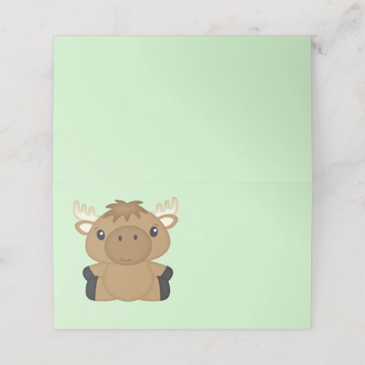 Moose Baby shower Plaatskaartje (Buitenkant ongevouwen)