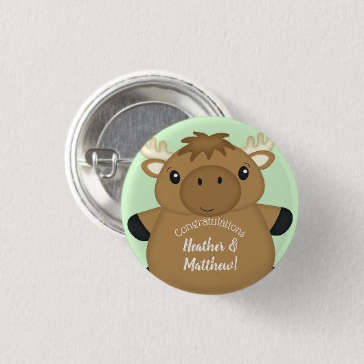 Moose Baby shower Ronde Button 3,2 Cm (Voorkant /achterkant)