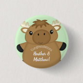 Moose Baby shower Ronde Button 3,2 Cm (Voorkant)