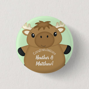 Moose Baby shower Ronde Button 3,2 Cm