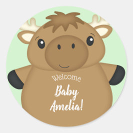 Moose Baby shower Ronde Sticker