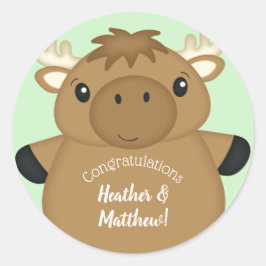 Moose Baby shower Ronde Sticker