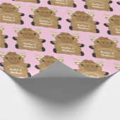 Moose Baby shower Roze Cadeaupapier (Hoek)