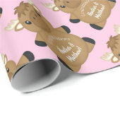 Moose Baby shower Roze Cadeaupapier (Rol Hoek)