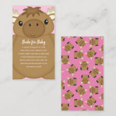 Moose Baby shower Roze Informatiekaartje (Voorkant / Achterkant)