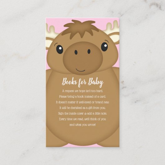 Moose Baby shower Roze Informatiekaartje (Voorkant)