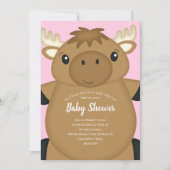 Moose Baby shower Roze Kaart (Voorkant)