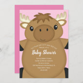 Moose Baby shower Roze Kaart (Voorkant / Achterkant)