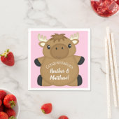 Moose Baby shower Roze Servet (Insitu)