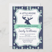 Moose baby shower uitnodiging voor jongens (Voorkant)