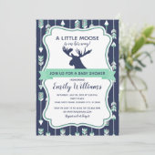 Moose baby shower uitnodiging voor jongens (Staand voorkant)