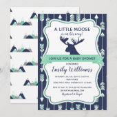 Moose baby shower uitnodiging voor jongens (Voorkant / Achterkant)