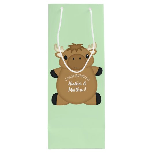 Moose Baby shower Wijn Cadeautas (Achterkant)