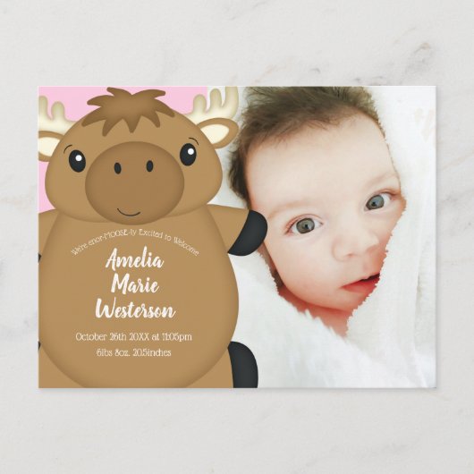 Moose Baby shower Woodland Briefkaart (Voorkant)