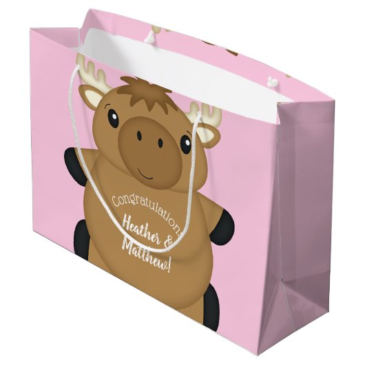 Moose Baby shower Woodland Groot Cadeauzakje (Achterkant Gekanteld)