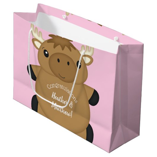 Moose Baby shower Woodland Groot Cadeauzakje (Voorkant Gekanteld)