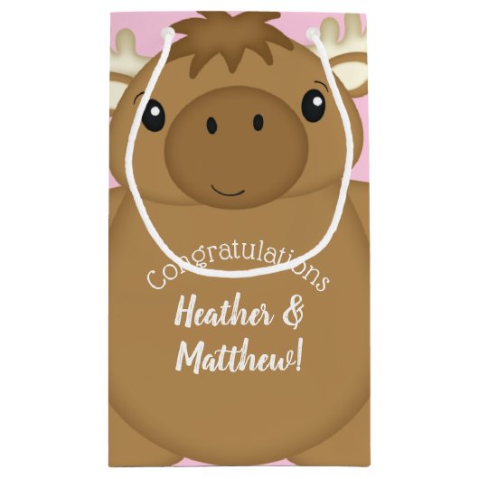 Moose Baby shower Woodland Klein Cadeauzakje (Achterkant)