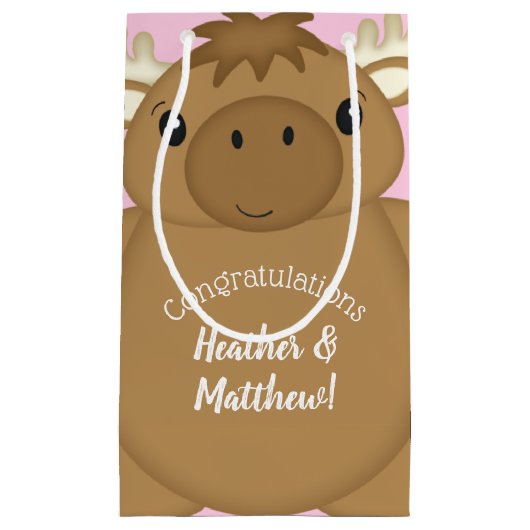 Moose Baby shower Woodland Klein Cadeauzakje (Voorkant)