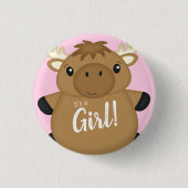 Moose Baby shower Woodland Ronde Button 3,2 Cm (Voorkant)