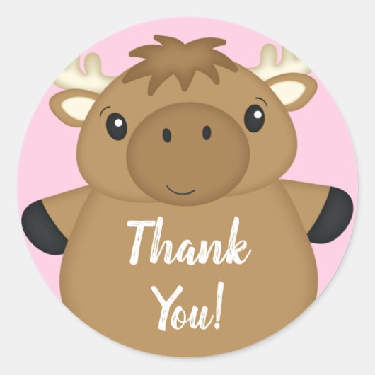 Moose Baby shower Woodland Ronde Sticker (Voorkant)