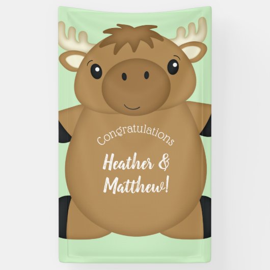 Moose Baby shower Woodland Spandoek (Verticaal)