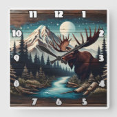 Moose beroemd gemaakt door Mountain Stream Under F Vierkante Klok (Voorkant)