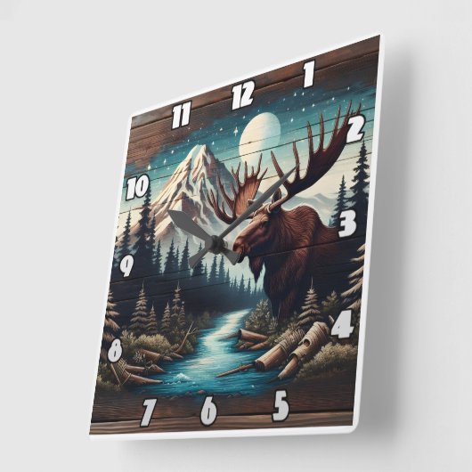 Moose beroemd gemaakt door Mountain Stream Under F Vierkante Klok (Hoek)