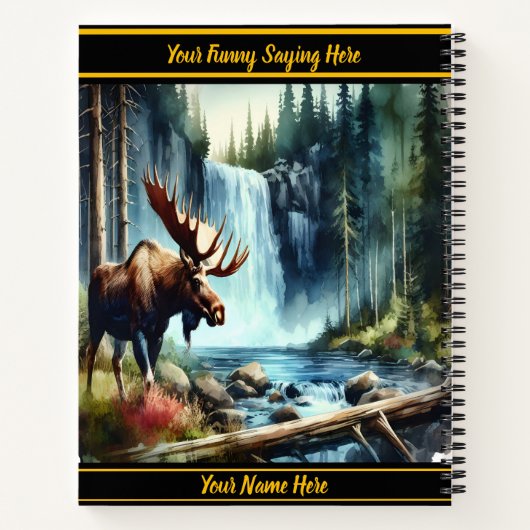 Moose bij een herfst waterval notitieboek (Achterkant)