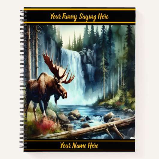 Moose bij een herfst waterval notitieboek (Voorkant)