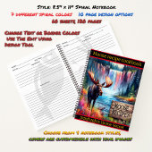 Moose bij een levendige waterval en meer notitieboek