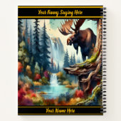 Moose bij een levendige waterval notitieboek (Achterkant)